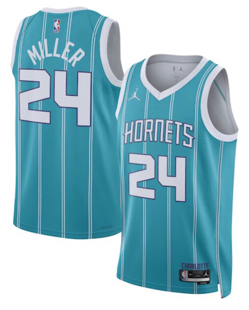 Men NBA Charlotte Hornets #24 Miller green 2024 jersey